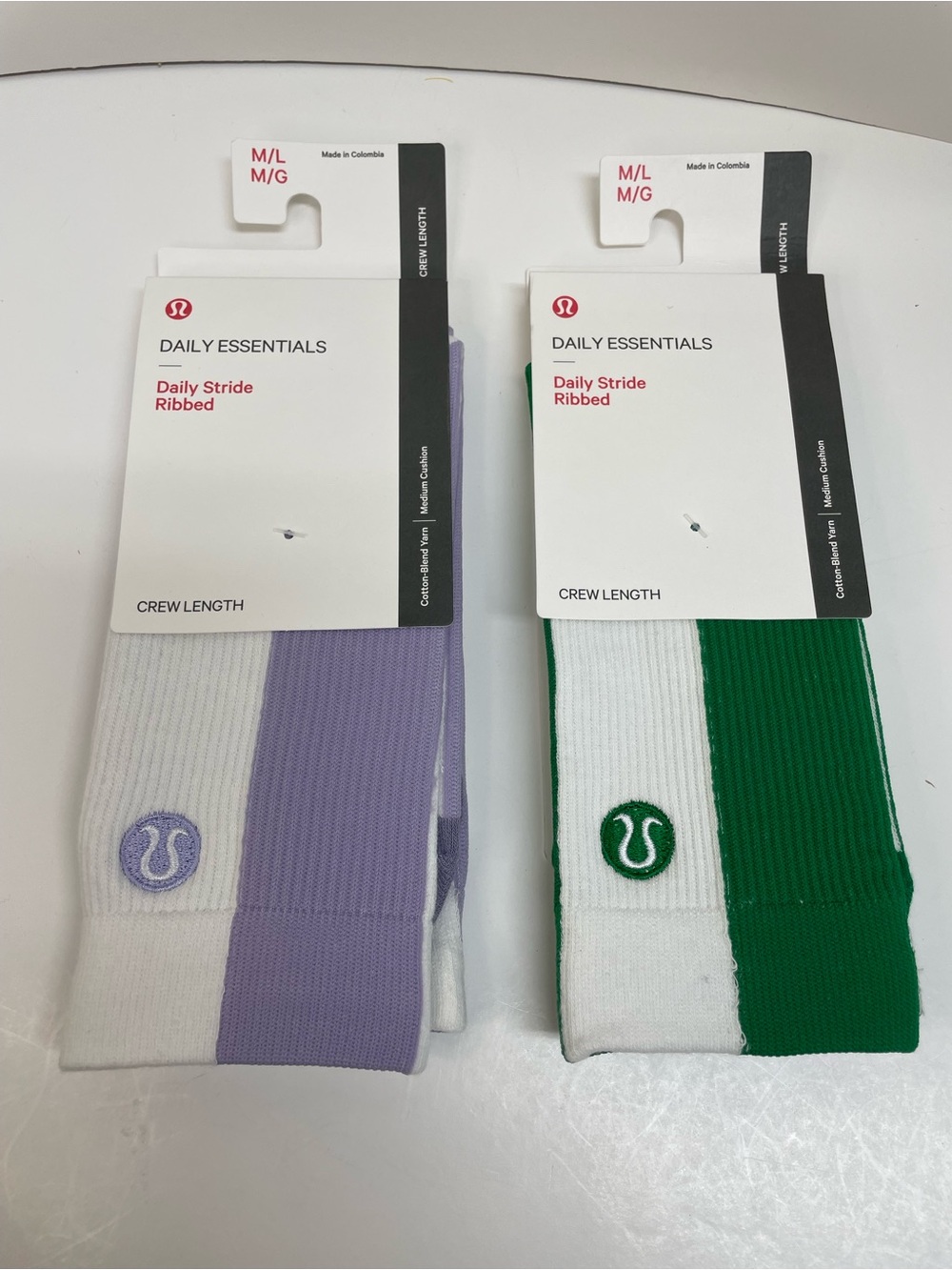 Lululemon Ribbed Crew Socks - Lavender & Green